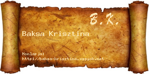 Baksa Krisztina névjegykártya